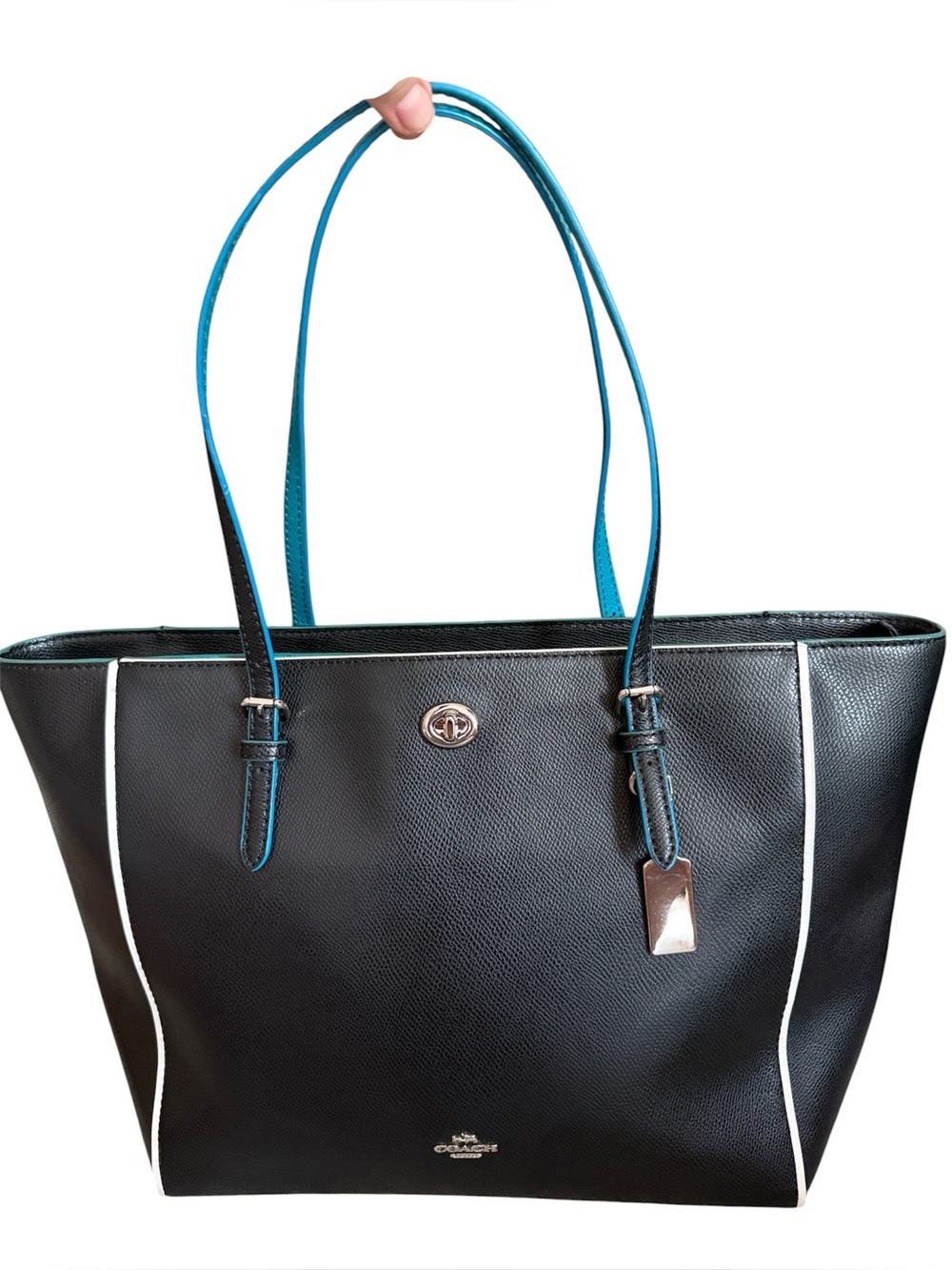 Coach 38323 Black Turnlock Tote in Edgestain Leather